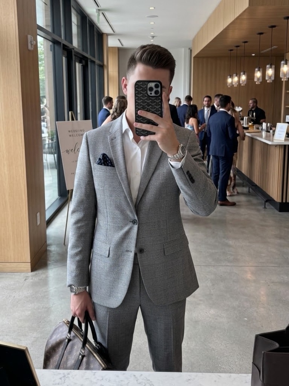 H&M Gray Checked Suit size M